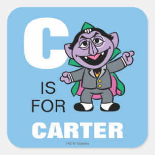 Pegatina Cuadrada C es para Count von Count   Añadir su nombre
