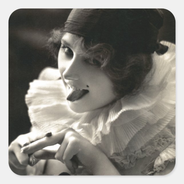 Pegatina Cuadrada C. Taunt de la mujer Bonito 1910 (Anverso)