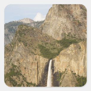 Pegatina Cuadrada CA, Parque Nacional Yosemite, Cataratas Bridalveil