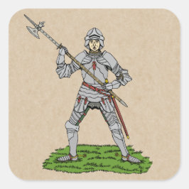 Pegatina Cuadrada Caballero Inglés del Siglo XV