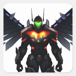 Pegatina Cuadrada Caballero Vibrante