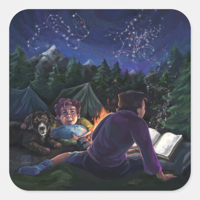 Pegatina Cuadrada Caballeros de Verano (Anverso)