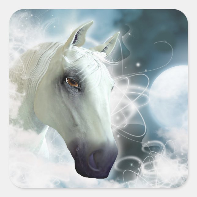 Pegatina Cuadrada Caballo árabe (Anverso)