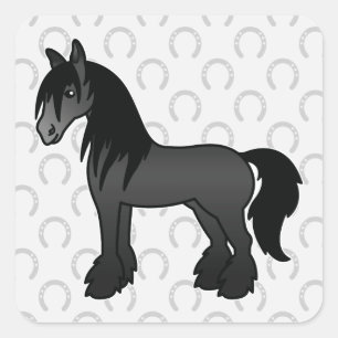 Pegatina Cuadrada Caballo Clydesdale Shire Vanner Gitano Dibujo Anim