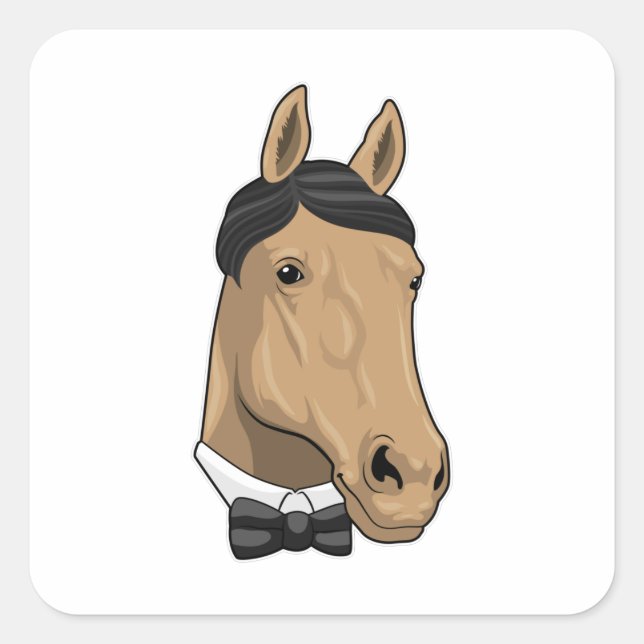 Pegatina Cuadrada Caballo como Caballero con corbata (Anverso)