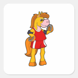 Pegatina Cuadrada Caballo como corredora