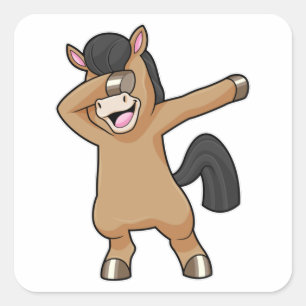 Pegatina Cuadrada Caballo con baile de hip hop