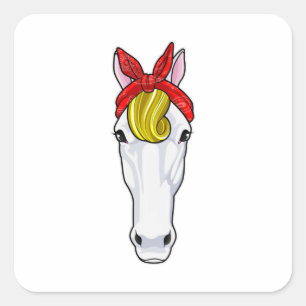 Pegatina Cuadrada Caballo con cinta de opciones