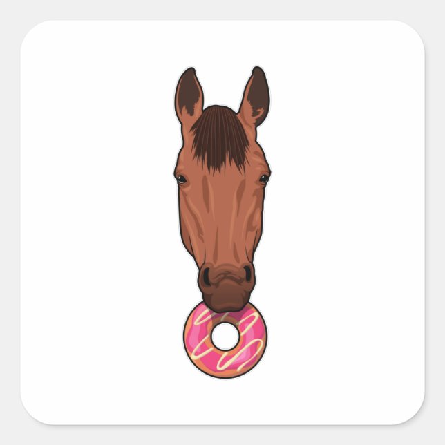 Pegatina Cuadrada Caballo con donut (Anverso)
