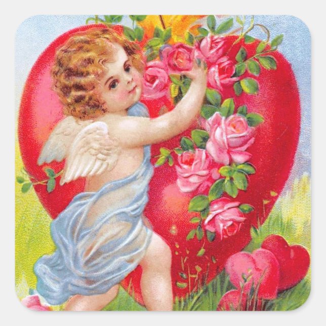 Pegatina Cuadrada Caballo: Corub de amor (Anverso)