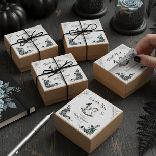 Pegatina Cuadrada Caballo de Balanço de Gracias en Gris para Baby Sh