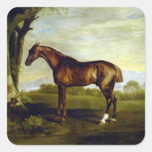 Pegatina Cuadrada Caballo de castaño por George Stubbs