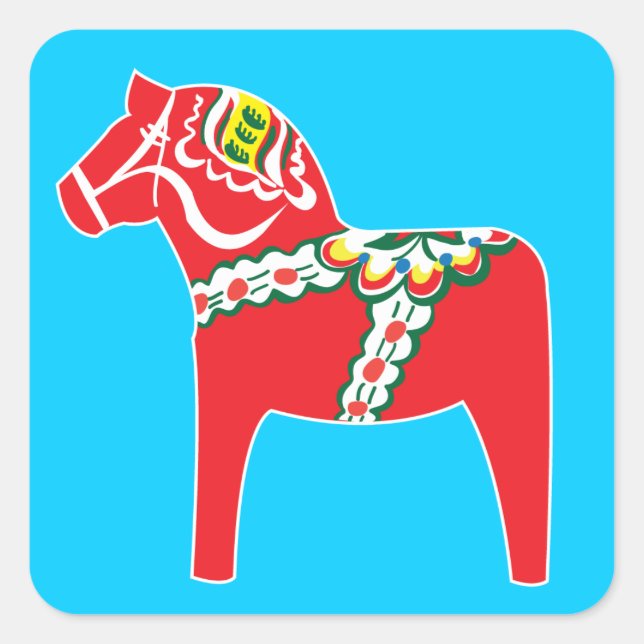 Pegatina Cuadrada Caballo de Dalahäst el | Dala (Anverso)