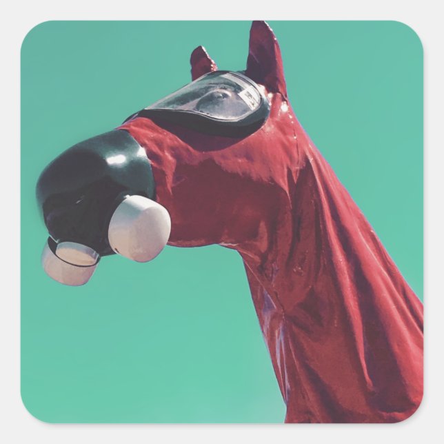 Pegatina Cuadrada caballo de guerra fría (Anverso)