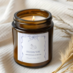 Pegatina Cuadrada Caballo de Juguete Vintage Ondulado Niño Azul Fies