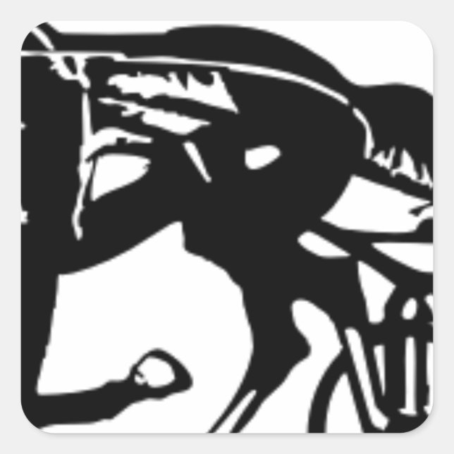 Pegatina Cuadrada Caballo de la Carreras del mazo de cables (Anverso)