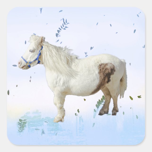 Pegatina Cuadrada Caballo de pony en miniatura de caballo de granja  (Anverso)