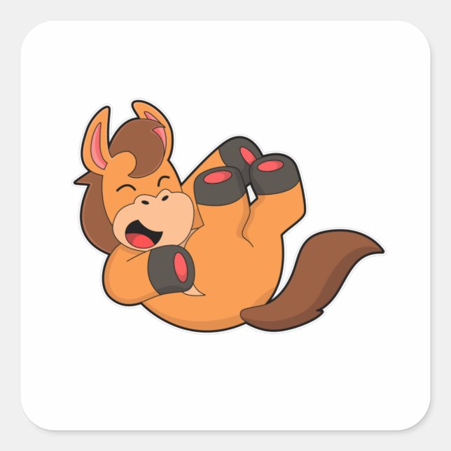 Pegatina Cuadrada Caballo de risa (Anverso)