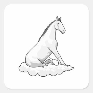 Pegatina Cuadrada Caballo en la nube