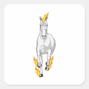Pegatina Cuadrada Caballo en llamas