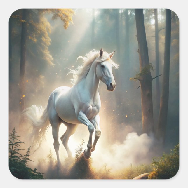 Pegatina Cuadrada Caballo en marcha (Anverso)