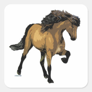 Pegatina Cuadrada Caballo Gaited Nouvelle Vogue Buckskin