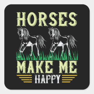 Pegatina Cuadrada Caballo - Los caballos me hacen feliz