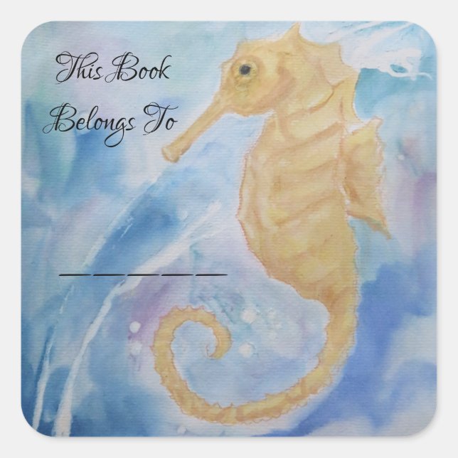 Pegatina Cuadrada Caballo marino Fish Ocean Sea Beach Girard Spirit  (Anverso)