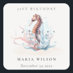 Pegatina Cuadrada Caballo marino submarino Coral de algas marinas Cu<br><div class="desc">Si necesitas más personalización,  por favor,  no dudes en enviarme un mensaje a yellowfebstudio@gmail.com.</div>