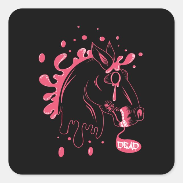 Pegatina Cuadrada Caballo oscuro (Anverso)