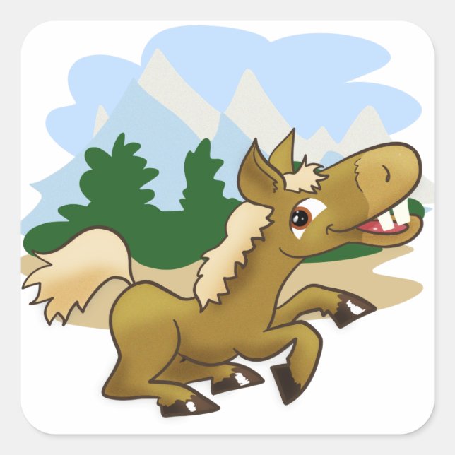 Pegatina Cuadrada Caballo personalizado (Anverso)