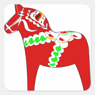 Pegatina Cuadrada Caballo Red Dalarna