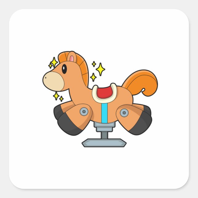 Pegatina Cuadrada Caballo rocoso (Anverso)