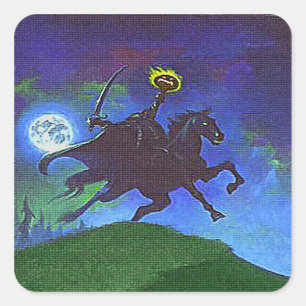 Pegatina Cuadrada Caballo sin cabeza en luz azul