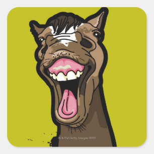 Pegatina Cuadrada Caballo sonriente