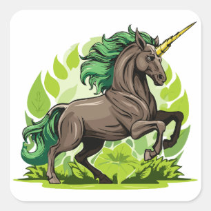Pegatina Cuadrada Caballo unicornio