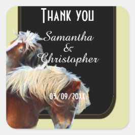 Pegatina Cuadrada Caballo y pony equetrista temática gracias