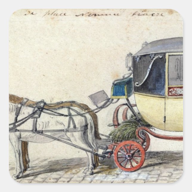 Pegatina Cuadrada Caballo y transporte, 1825 (Anverso)