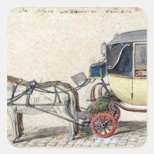 Pegatina Cuadrada Caballo y transporte, 1825