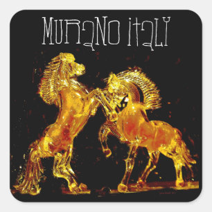 Pegatina Cuadrada Caballos de cristal de Murano Italia