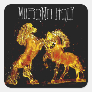 Pegatina Cuadrada Caballos de vidrio de Murano Italia