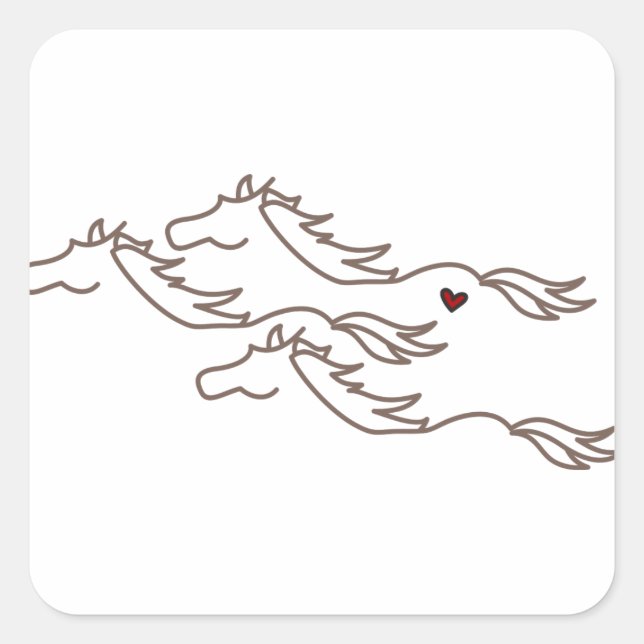 Pegatina Cuadrada Caballos salvajes (Anverso)