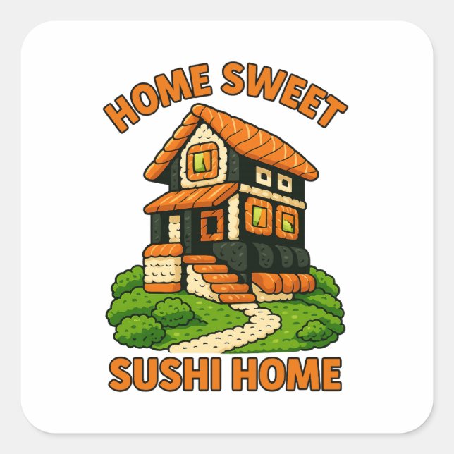 Pegatina Cuadrada Cabaña de comida de casa de sushi sinusal (Anverso)