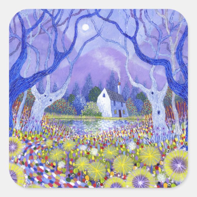 Pegatina Cuadrada Cabaña de madera 2013 (Anverso)