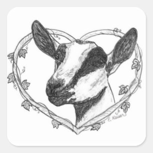 Pegatina Cuadrada Cabeza alpina en corazón