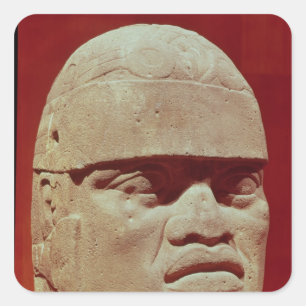 Pegatina Cuadrada Cabeza colosal, Olmec