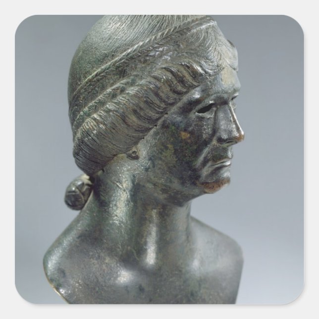 Pegatina Cuadrada Cabeza de bronce de una mujer, a veces identificad (Anverso)
