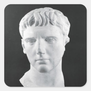 Pegatina Cuadrada Cabeza de César Augustus