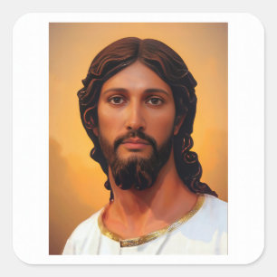 Pegatina Cuadrada Cabeza de Cristo por Mark Edward Westerfield según