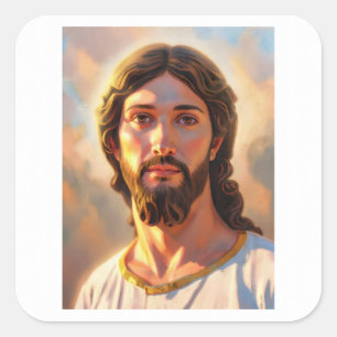 Pegatina Cuadrada Cabeza de Cristo por Mark Edward Westerfield según